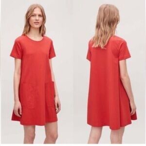 COS orange cotton a line mini dress, size S